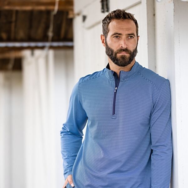 Cutter & Buck Virtue Eco Pique Micro Stripe Recycled Mens Big & Tall Quarter Zip Thumbnail